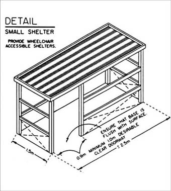 © diagram of a small low-cost shelter, accessible to wheelchair users
